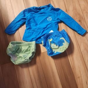 Willow Kids Blue Rashguard with Green and Blue Dino Bottoms